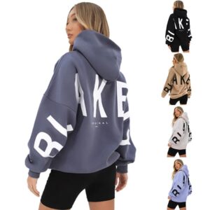 Blakely Hoodies Womens Hooded Sweatshirt Long Sleeve Pullover Jumper Loose Tops