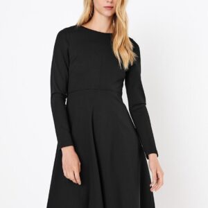 * BNWT M&S Black Fit & Flare Ponte Dress Office Business Funeral UK 12    (ST10)
