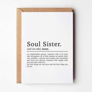 Soul Sister Definition Best Friend Birthday Card Friendship Cards For Her Bestie