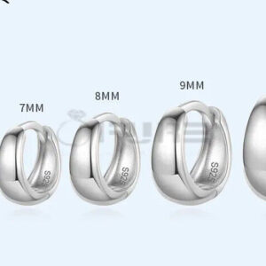 Silver Women Men 925 Sterling Silver Small Smooth Huggie Ear Hoop Earrings 6mm