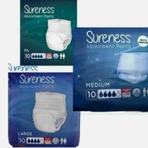 10 Sureness Absorbent Pants Incontinence for Men & Women sz Medium Large XLarge