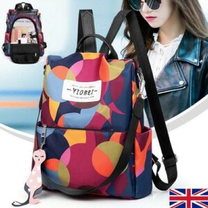Womens Ladies Waterproof Anti-Theft Backpack Rucksack Travel School Shoulder Bag