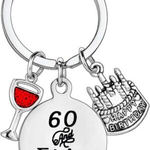 60th Birthday Gifts, 60th Birthday Gifts Keyring for Women Men Keepsake
