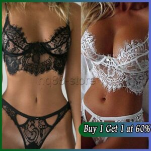 Womens Sexy Lingerie Lace Top Bra Ladies Thong Underwear Set Nightwear Sleepwear