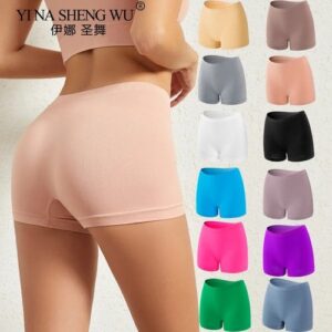 Womens Ladies Plain Underwear High Waist Seamless Stretch Boxer Shorts Pants Lot