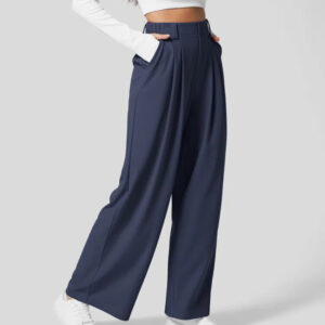 Halara High Waisted Pocket Wide Leg Waffle Casual Pants Wide Leg Casual Pants