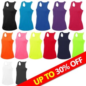 AWDis Womens Quick Dry Vest Casual Summer Holiday Running Gym Sports Racer Top