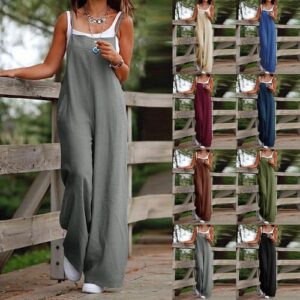 Women Strappy Loose Dungarees Jumpsuit Oversized Romper Baggy Overalls Ladies UK