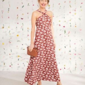 Seasalt Women’s Dress – red Faraway Sea Halter Neck Maxi Dress – Regular – Colla