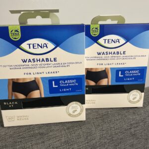 Tena Washable Black Classic Light Ladies Underwear – For Light Leaks – Large