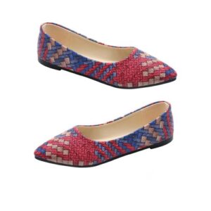 Plaid Flat Shoes Casual Slip- Womens Pointy Toe Pumps Loafers Classic