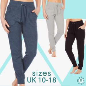 Ladies Womens Joggers Size 10 12 14 16 18 Jog Pants Bottoms Cotton Drawstring UK