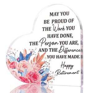 Retirement Gifts for Women, Acrylic Heart-shaped Retirement Plaque Keepsake and