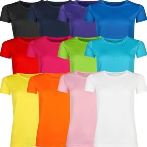 New Ladies Breathable T Shirt Wicking Womens Cool Dry Running Gym Top Sports Lot