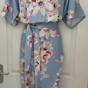 BEAUTIFUL BLUE SPECIAL OCCASION/WEDDING/RACES MIDI DRESS FROM QUIZ SIZE 14