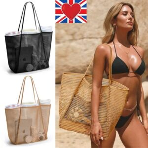 UK Womens Summer Beach Bag Large Mesh Tote Bags Travel Holiday Shoulder Pouch