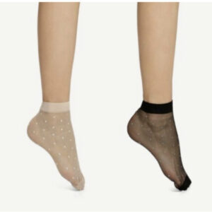 Ankle Socks.Pop Socks.Nylon Socks.Mesh.Polka Dot.Ladies.2 -10 PAIRS.Nude / Black