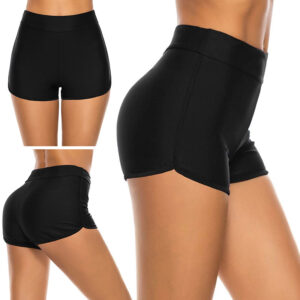 Women Beach High Waist Swim Shorts Bikini Bottom Tankini Shorts Swimwear Q
