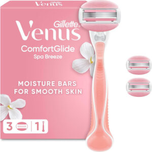 Gillette Venus ComfortGlide Spa Breeze Womens Razor + 3 Refill Blades UK