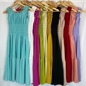 Womens Elasticated Bardot Off Shoulder Summer Holiday Ladies Swing Midi Dress