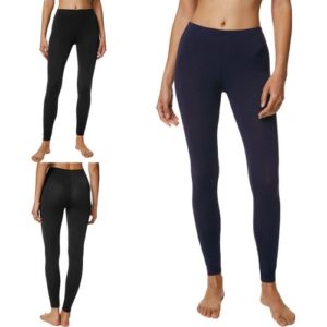 Ex M&S Womens Leggings Plain Lightweight Stretchy Soft Cotton Leggings High Rise