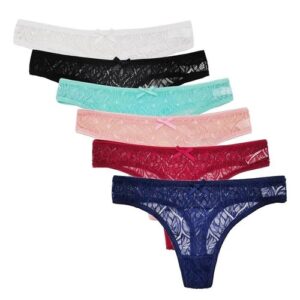 6 Pack Womens Ladies Cotton Knickers Underwear Sexy Lace Thongs Panties Briefs