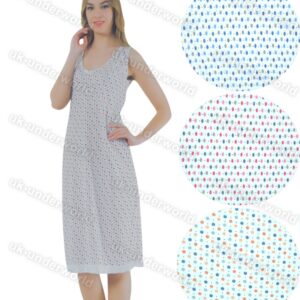 Ladies Sleeveless Nightie Womens Cotton Nightdress Nighty V-Neck Spotted Design
