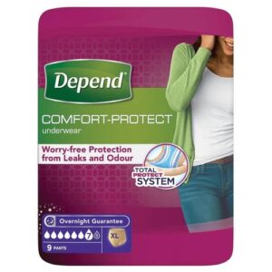 Depend Comfort Protect Incontinence Pants for Women Extra Large – 9 Count