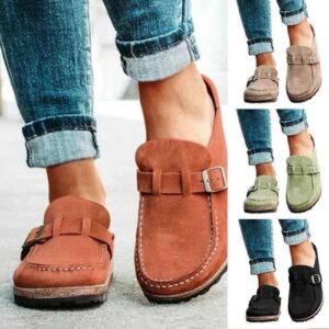 Womens Flat Sandals Anti Slip Loafers Soft Shoes Ladies On Mules Buckle Sliders