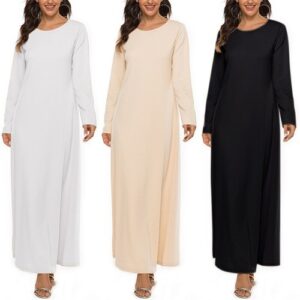 Women Plain Abaya Islamic Burkha Kaftan Farasha Jilbab Long Jersey Maxi Dress UK