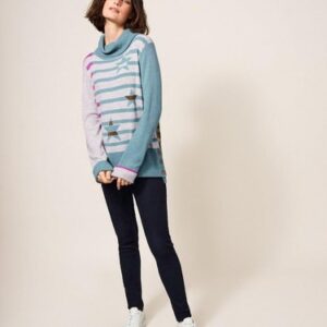 White Stuff Women’s West Beach Jumper Long Sleeved High Neck Ladies Sweater