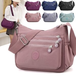 Ladies Shoulder Bag Cross Body Messenger Multi Pocket Nylon Holiday Handbag Tote