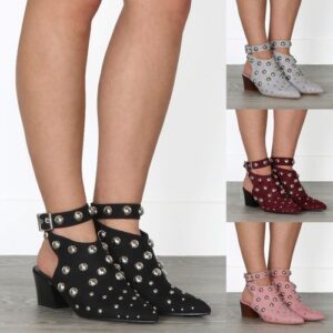 WOMENS LADIES ANKLE STRAP MID STILETTO HEELS POINTED TOE WOMEN SHOES SIZE