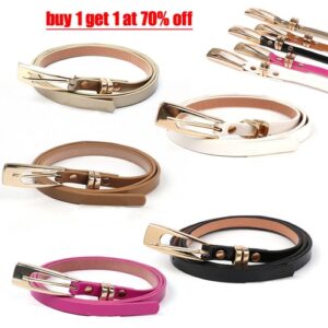 Ladies Women Fashion Skinny Thin Faux Leather Waist Belt Adjustable Soft Skater