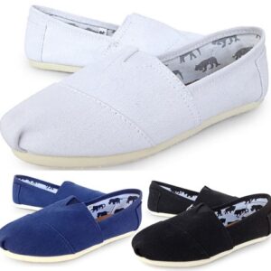 WOMENS LADIES FLAT SLIP ON ESPADRILLES PUMPS CANVAS PLIMSOLES SHOES SIZE 3 – 8