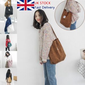 Women Canvas Corduroy Tote Bag Ladies Handbag Shoulder Messenger Travel Shopping