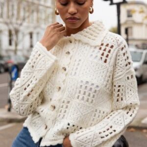 Women’s Button up Cropped Knit Cardigan Jumper