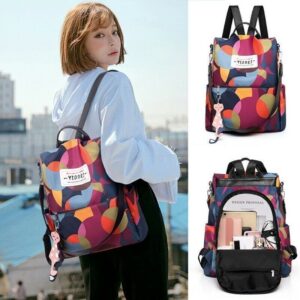 Womens Ladies Waterproof Anti Theft Backpack Rucksack Travel School Shoulder Bag