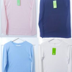 WOMENS’S LONG SLEEVE PLAIN T-SHIRT LADIES ROUND NECK TOPS 100% COTTON