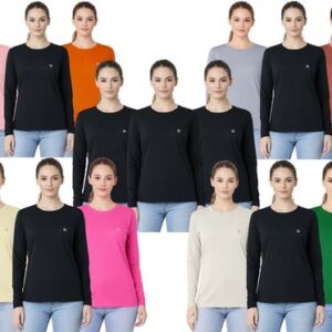 LADIES PLAIN TSHIRT WOMANS LONG SLEEVE SCOOP NECK T SHIRT TOP PLUS SIZE UK 8-22