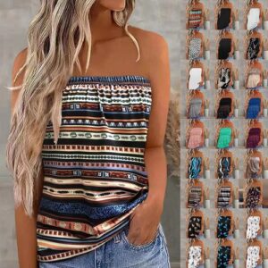 Womens Summer Strapless Bandeau Boob Tube Tops Ladies Beach Blouse T Shirt Vest