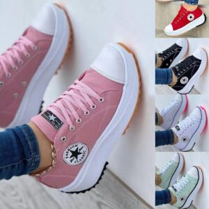 Womens Platform Chunky Pumps Wedge Canvas Shoes Trainers Casual Shoes Sneakers