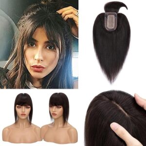  Hair Toppers for Thinning Hair Women Real Hair 150% Density 14″ Black