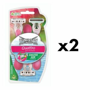 WILKINSON SWORD QUATTRO FOR WOMEN DISPOSABLE RAZORS FOR SHAVING- 6 PACK