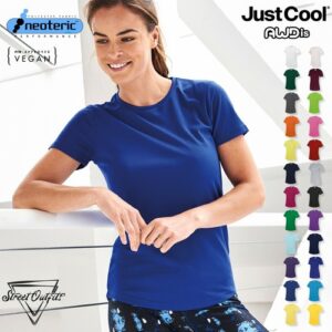 Womens Cool Quick Dry T-Shirt Sports Gym Lightweight Polyester Top Trainin AWDis