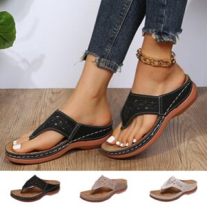 Women Orthopedic Sandals Casual Flat Flip Flops Womens Summer Low Wedge Shoes