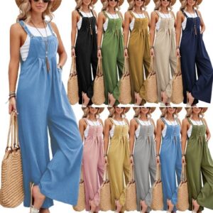 2024 Women Plus Size Overalls Dungarees Trousers Casual Baggy Jumpsuits Playsuit