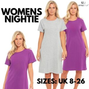 Ladies Nightdress 100% Pure Cotton Soft Nightie Womens Breathable Loungewear Pjs