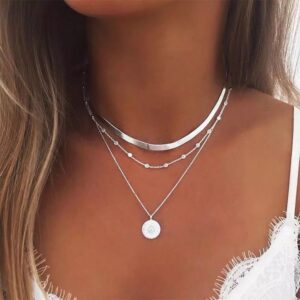 Bohemian Multi Layer Choker Necklace Moon Pendant Women Jewellery