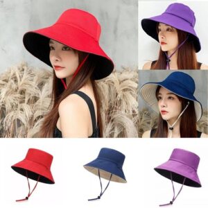 Women Wide Brim Bucket Hat Fisherman Beach Summer Foldable Sun UV-Protection Cap